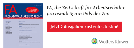 Anziege Zeitschrift FA Fachanwalt Arbeitsrecht von Wolters Kluwer